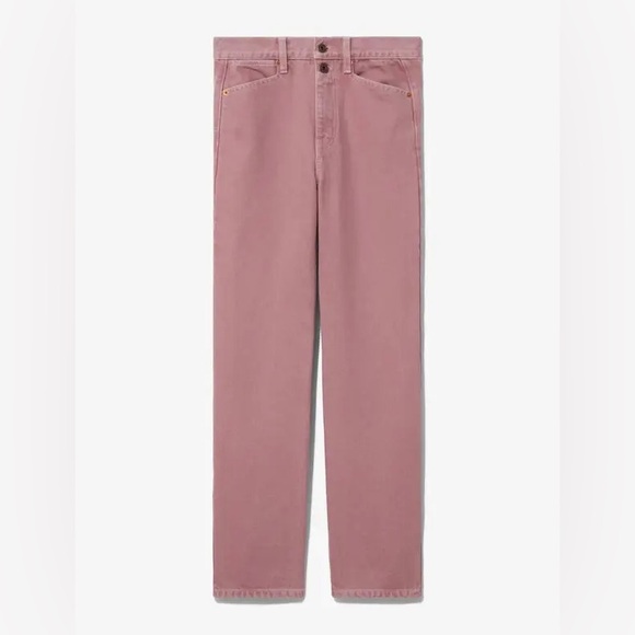 Proenza Schouler White Label Washed Denim Cropped Stovepipe Jeans in Pink - Picture 2 of 13